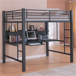 Coaster Layton Full Size Loft Bed with Computer Workstation in Black