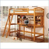 Coaster Twin Wood Loft Bunk Bed with Workstation in Natural Finish