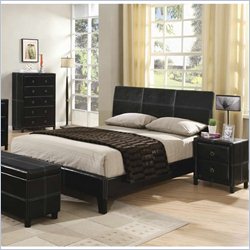 Coaster  Upholstered Queen Platform Bed in Dark Brown Vinyl