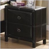 Coaster  Upholstered Nightstand in Black Bycast-Like Vinyl
