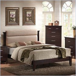 Coaster Queen Platform Bed with Plush Microfiber Headboard in Mahogany Finish Best Price