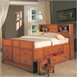 Coaster Bookcase Storage Bed in Medium Oak Finish
