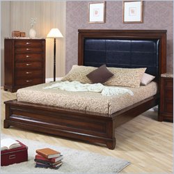 Coaster Andrea Leather Platform Bed in Dark Oak Finish