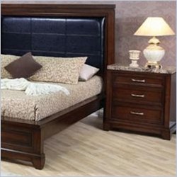 Coaster  Three Drawer Nightstand with a Marble Top in Dark Oak Finish