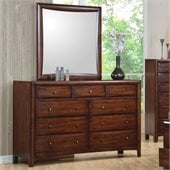 Coaster Hillary and Scottsdale Dresser and Mirror Set in Warm Brown