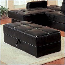 Coaster Kuser Rectangular Contemporary Storage Ottoman in Black Vinyl