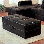Coaster Kuser Rectangular Contemporary Storage Ottoman in Black Vinyl