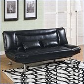 Coaster Faux Leather Armless Convertible Sofa Bed in Black