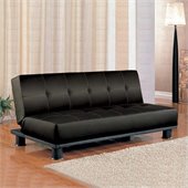Coaster Contemporary Armless Convertible Sofa Bed in Black Vinyl