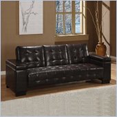Coaster Sofa Bed with Drop Down Console and Storage in Dark Brown Vinyl