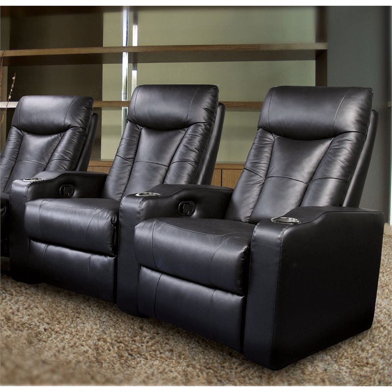 Coaster Pavillion Theater Seating - 2 Black Leather Chairs