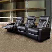 Coaster Pavillion Theater Seating - 3 Black Leather Chairs