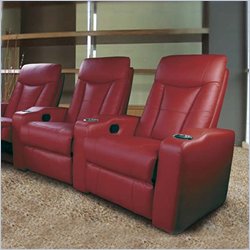 Coaster Pavillion Theater Seating - 3 Red Leather Chairs