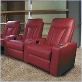 Coaster Pavillion Theater Seating - 3 Red Leather Chairs
