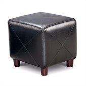 Coaster Contemporary Faux Leather Cube Ottoman in Black