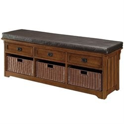 Coaster Oak Large Storage Bench with Baskets