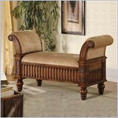 Coaster Upholstered Bench with Rolled Arms