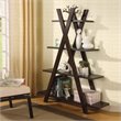 ADD TO YOUR SET: Coaster  Tiered X Shaped Bookcase in Cappuccino