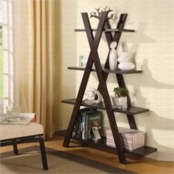 Coaster  Tiered X Shaped Bookcase in Cappuccino