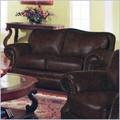 rent to own furniture Coaster Wilson Burgundy Camel Back Leather Love Seat