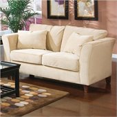 Coaster Park Place Contemporary Love Seat with Flair Tapered Arms and Accent Pillows