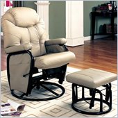 Coaster Leatherette Gliding Recliner Chair with Ottoman in Bone