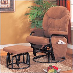 Coaster Deluxe Swivel Glider with Matching Ottoman in Brown
