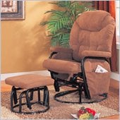 Coaster Deluxe Swivel Glider with Matching Ottoman in Brown