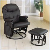 Coaster Leatherette Recliner Glider with Ottoman in Black