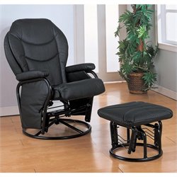 Coaster Black Leatherette Glider with Ottoman