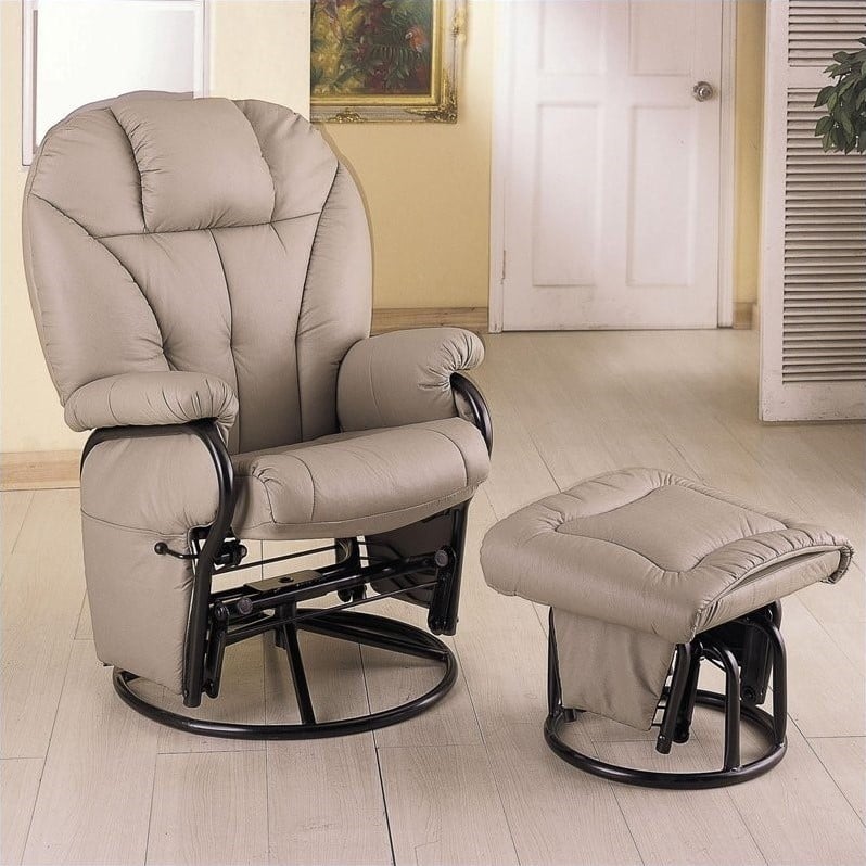 Coaster Bone Leatherette Swivel Glider & Ottoman