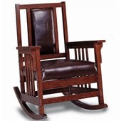 Coaster Mission Style Wood Rocker with Leather Match Seat and Back