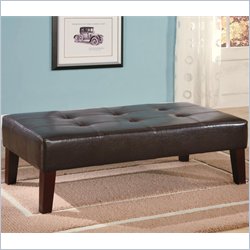 Coaster Dark Brown Contemporary Rectangular Tufted Faux Leather Ottoman