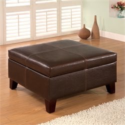 Coaster Dark Brown Contemporary Square Faux Leather Storage Ottoman