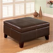 Coaster Dark Brown Contemporary Square Faux Leather Storage Ottoman