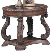 Coaster Doyle Traditional Oval End Table with Glass Inlay Top