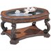 Coaster Doyle Traditional Oval Cocktail Table with Glass Inlay Top in Antique Brown