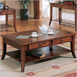 Coaster Franklin Slate Rectangular Cocktail Table with Tile Top and Storage