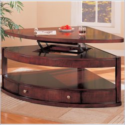 Coaster Evans Contemporary Pie Shaped Lift Top Cocktail Table with Storage