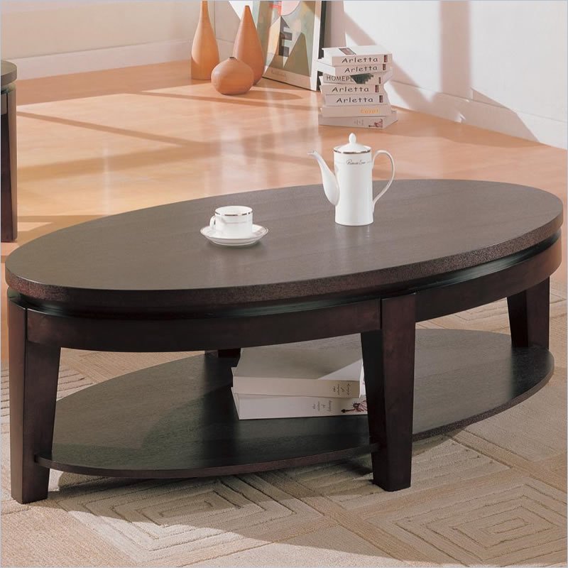 Coaster Traditional Coffee Table in Cappuccino Finish