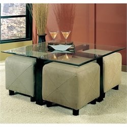 Coaster Cermak Contemporary Square Metal Cocktail Table with Glass Top