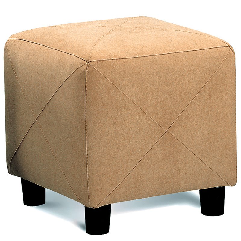 Coaster Contemporary Microfiber Cube Ottoman in Taupe