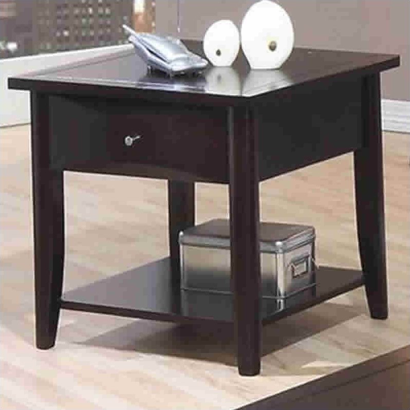 Coaster Whitehall End Table with Shelf & Drawer in Cappuccino