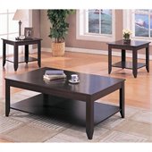 Coaster Contemporary 3 Piece Occasional Table Set with Shelves