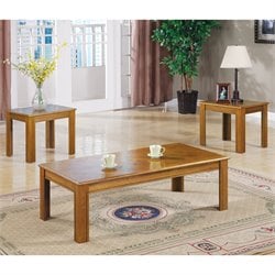 Coaster 3 Piece Natural Oak Occasional Table Set