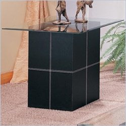 Coaster Williams Contemporary End Table With Bonded Leather Base and Glass Top