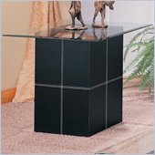 Coaster Williams Contemporary End Table With Bonded Leather Base and Glass Top 