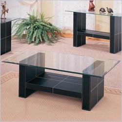 Coaster Williams Contemporary Cocktail Table with Bonded Leather Base and Glass Top