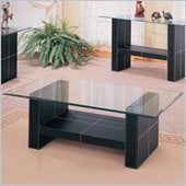 Coaster Williams Contemporary Cocktail Table with Bonded Leather Base and Glass Top