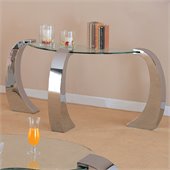 Coaster Custer Chrome Sofa Table with Metal Base and Curved Glass Top